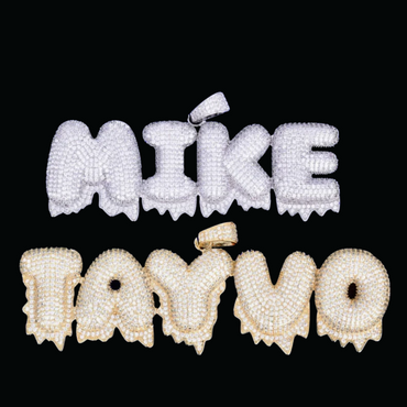 Drippy Letters Iced Out Personalized Custom Name Necklace Pendant - Luxury Custom Jewelry