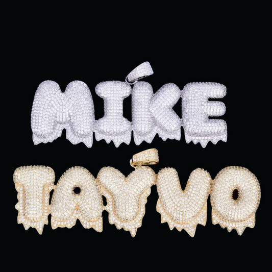 Drippy Letters Iced Out Personalized Custom Name Necklace Pendant - Luxury Custom Jewelry