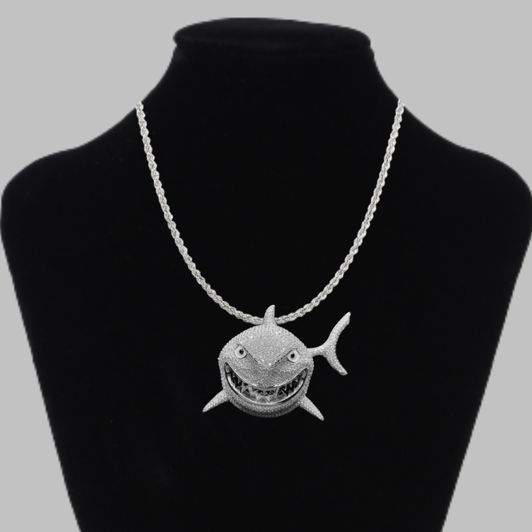 Shark Iced Out Diamond Pendant Necklace – Custom Hip Hop Jewelry for Men