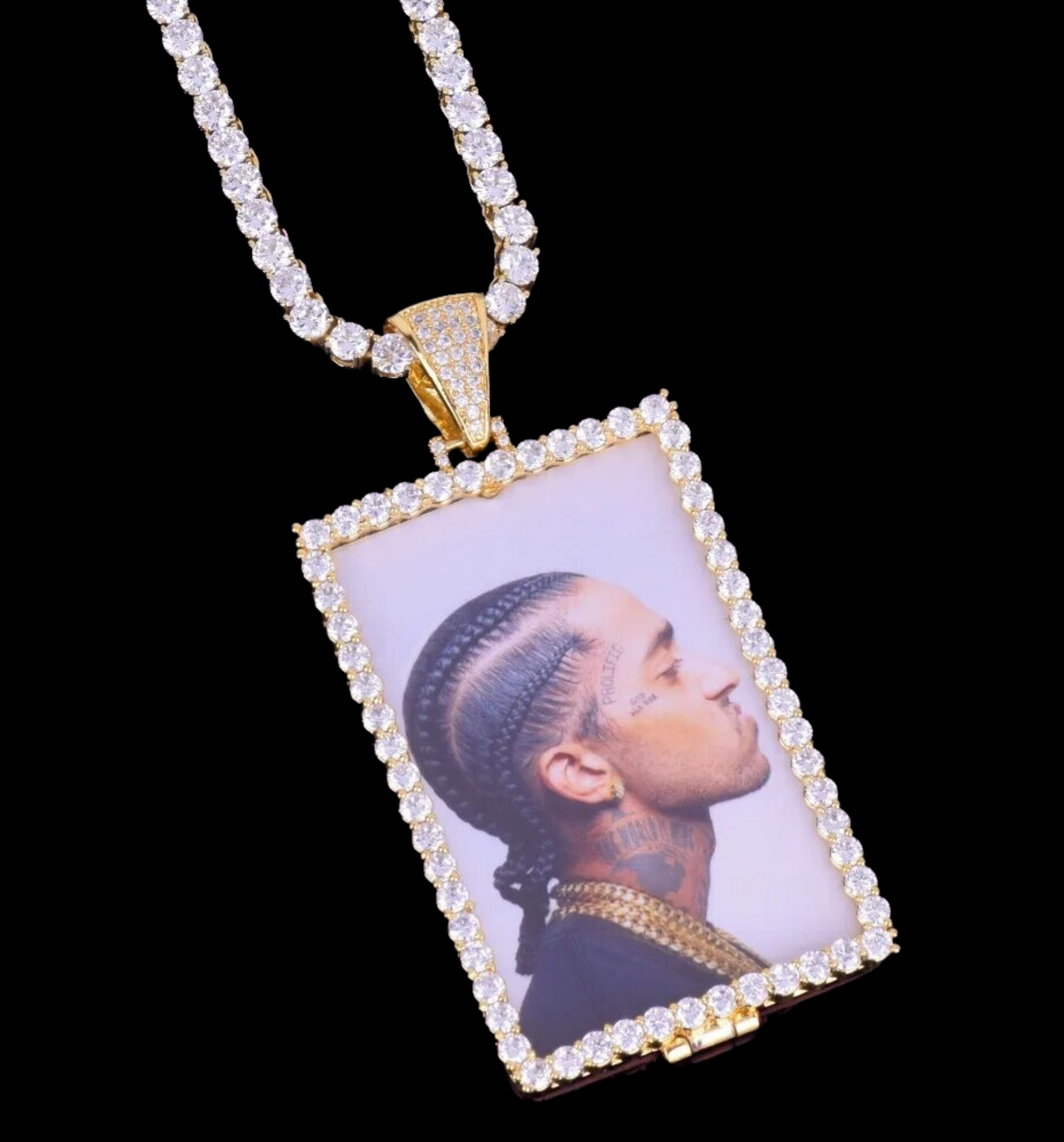 Rectangle Tennis Custom Photo Picture Pendant Necklace 