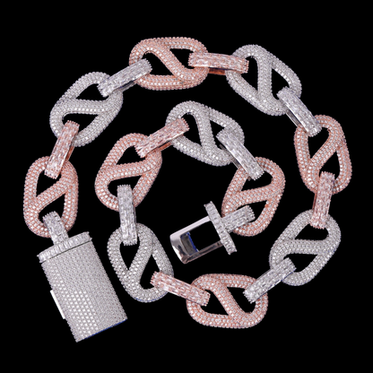 20MM Baguette and Stones Infinity Iced Out Diamond Necklace Chain – Luxury Hip Hop Jewelry for Men & Women