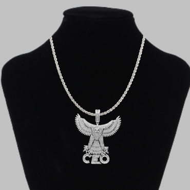 Eagle CEO Iced Out Letter Diamond Pendant Necklace – Custom Hip Hop Jewelry for Men