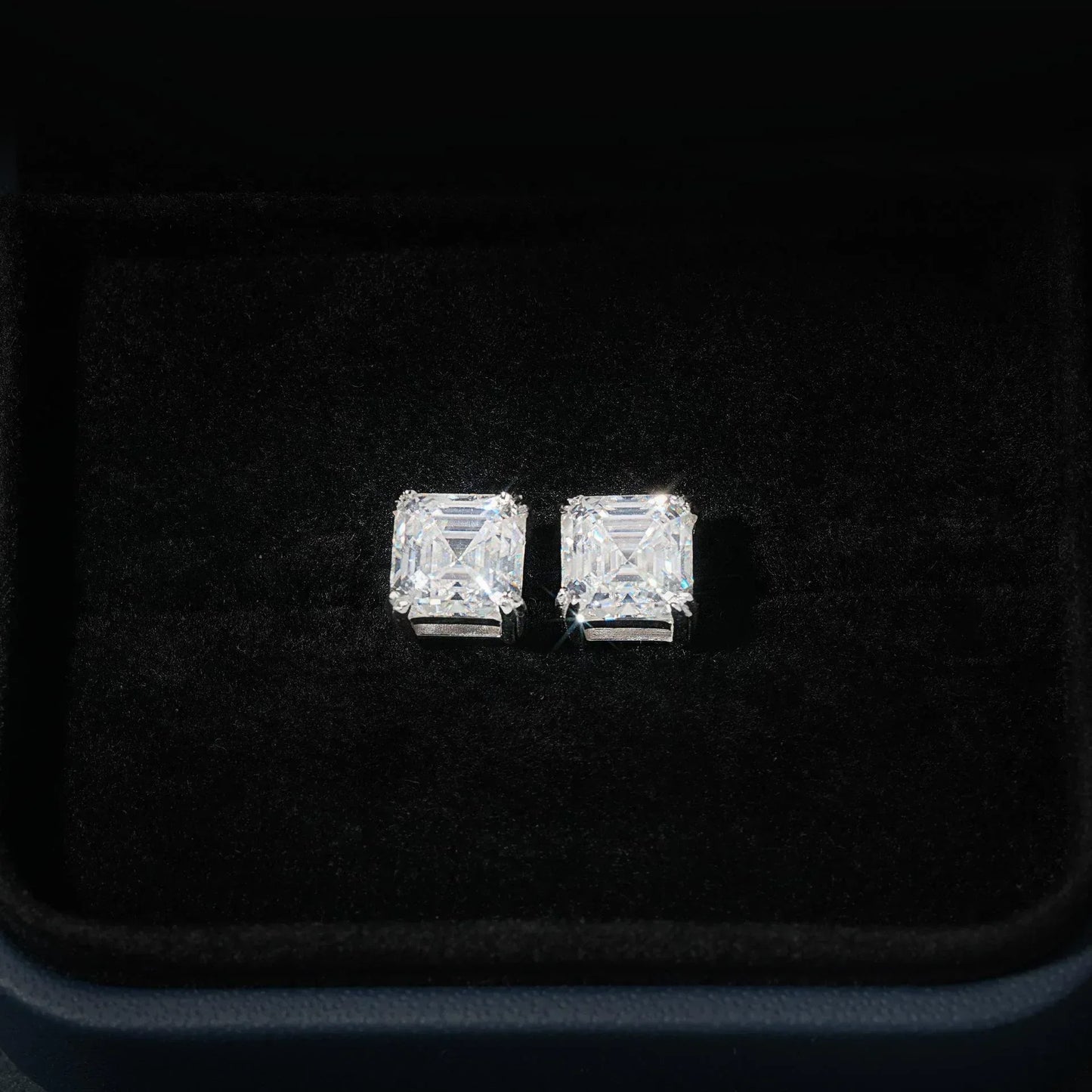 VVS 925 Silver Moissanite Tower Cut Stud Earrings Unisex - CaratixJewelry