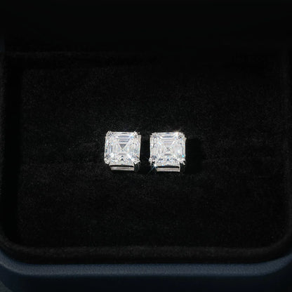 VVS 925 Silver Moissanite Tower Cut Stud Earrings Unisex - CaratixJewelry