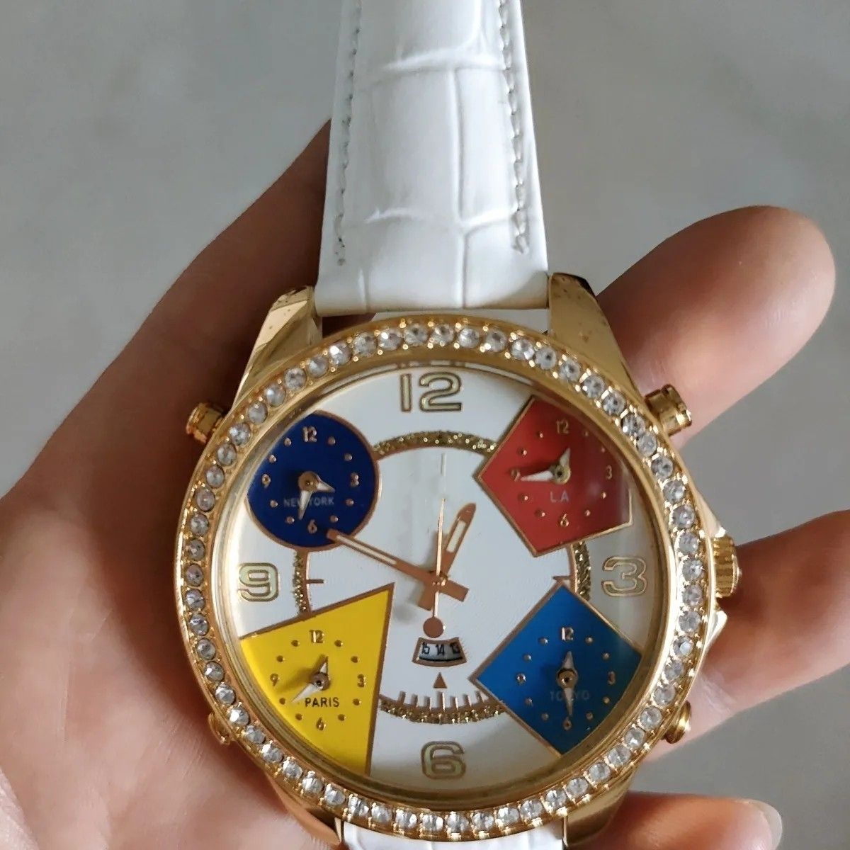 Iced Out Gold Watch Men's Multi-Function Leather | Caratix