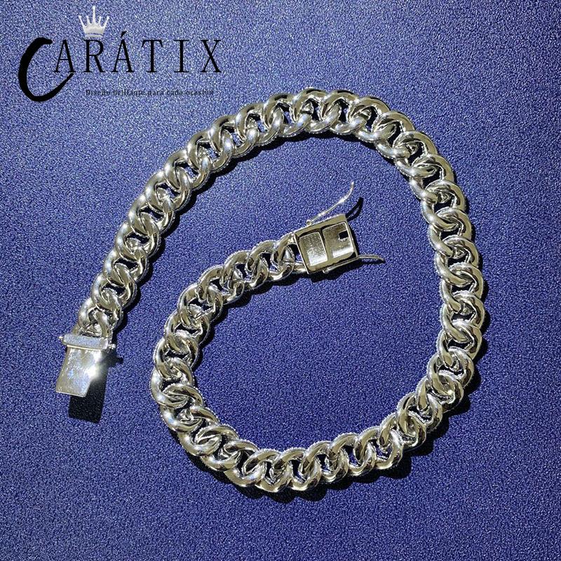 CARÁTIX 15mm Iced Out Cuban Link Chain Necklace – AAA CZ Round Curb Hip Hop Bling Jewelry for Men | Rapper Choker Gift