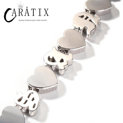 CARÁTIX Heart Link Chain | 3A+ CZ Iced Out Heavy Hip Hop Necklace for Men