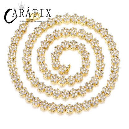 CARÁTIX Plum Blossom Tennis Chain | 3A+ CZ Iced Out Hip Hop Necklace for Men & Women (8mm)