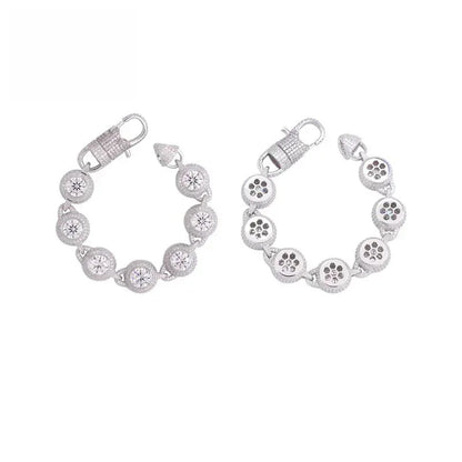 14mm Round-Bezel D Color Moissanite Cuban Link Bracelet – S925 Sterling Silver Iced-Out Hip Hop Streetwear Jewelry - CaratixJewelry