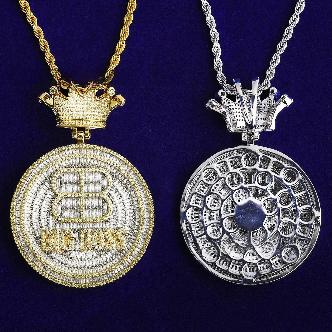 Iced Out "Crown Clasp" Initial Pendant | Men's Punk Hip Hop Letter Necklace - CaratixJewelry
