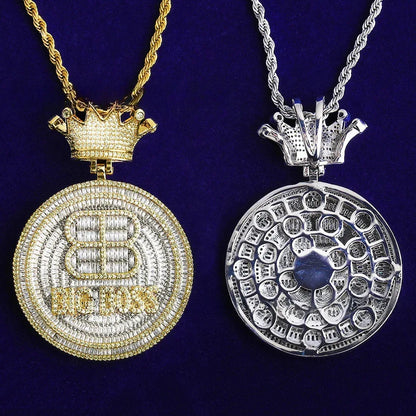 Iced Out "Crown Clasp" Initial Pendant | Men's Punk Hip Hop Letter Necklace - CaratixJewelry