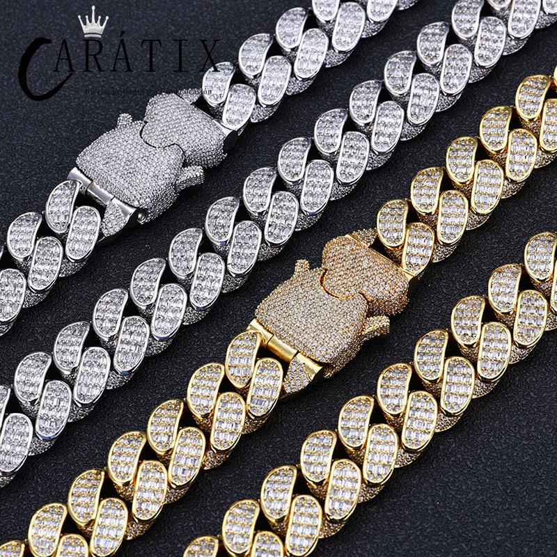 CARÁTIX 18mm Cuban Miami Chain | 5A+ CZ Iced Out Solid Round Hip Hop Necklace for Men