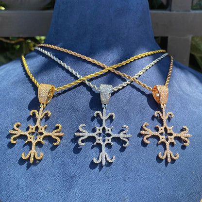 Men's Fully Flooded Block Necklace | Premium Copper CZ Hip Hop Jewelry - CaratixJewelry