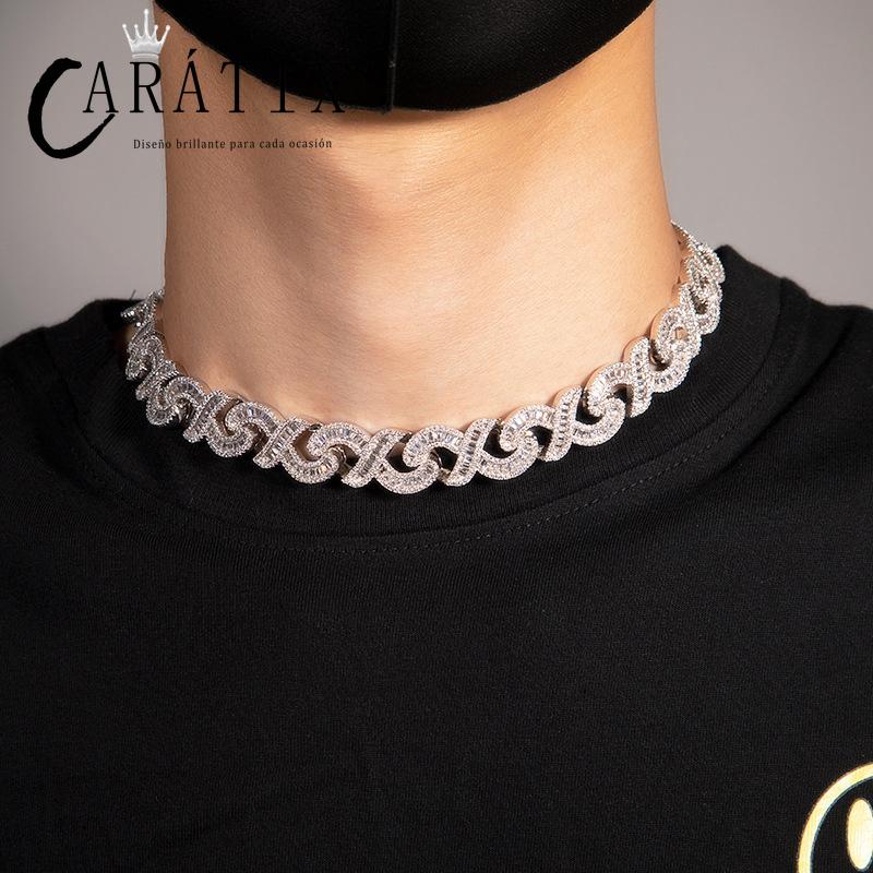 CARÁTIX 15mm Iced Out Cuban Link Chain Necklace – 3A+ CZ Round Infinity Hip Hop Bling Jewelry for Men | Rapper Gift