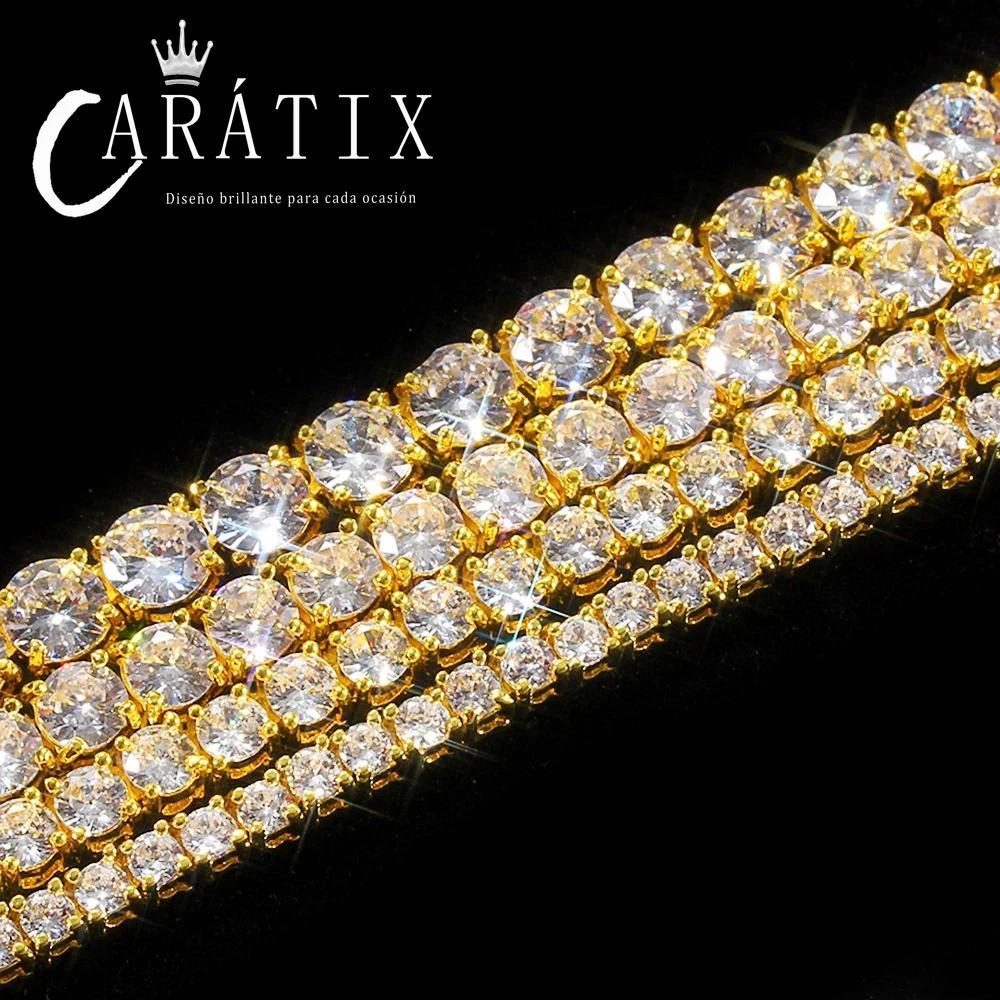 CARÁTIX -  Brass Setting CZ Tennis Chain Necklace Gold/Silver Color  AAAAA Cubic Zirconia Chain Valentine's Day Gift for Men & Girls & Boys Mothers' Day Gift #Springtok