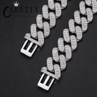 CARÁTIX 28mm Heavy Cuban Link Chain Necklace – 5A+ CZ Iced Out Solid Hip Hop Bling Jewelry for Men | Rapper Gift