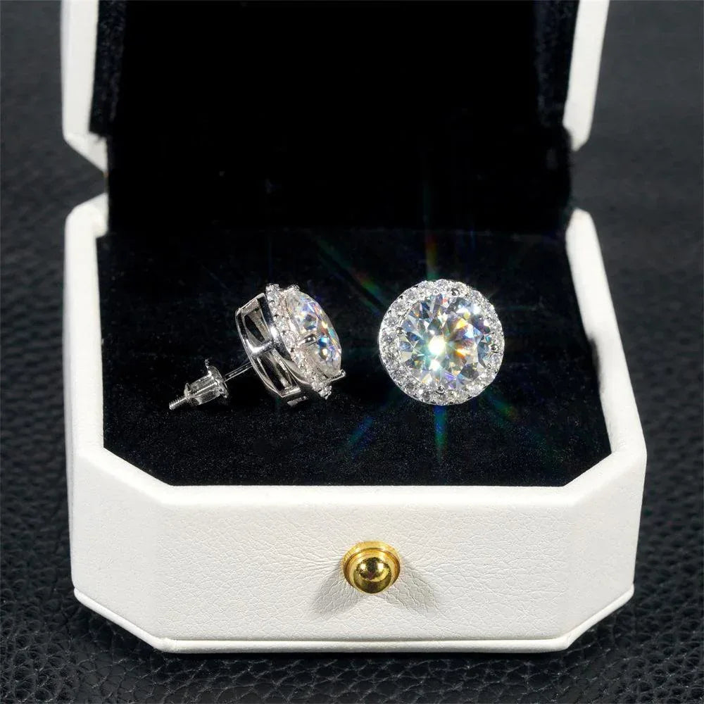 S925 Silver Round Bezel Moissanite Stud Earrings - CaratixJewelry