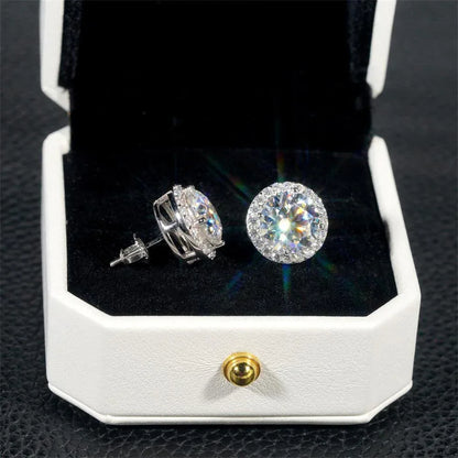 S925 Silver Round Bezel Moissanite Stud Earrings - CaratixJewelry