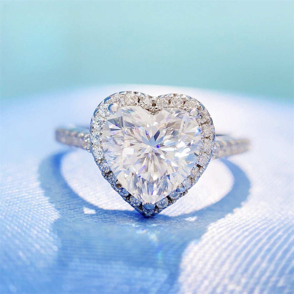 2 Carat Heart Cut Moissanite Ring | S925 Sterling Silver Solitaire Ring | Caratix