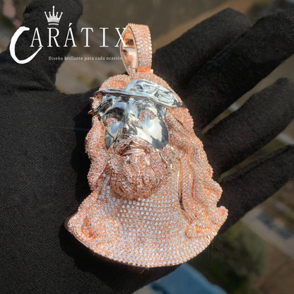 CARÁTIX -  Hip Hop Personality Inlaid Zircon Jesus Cuban Link Chain Men's Iced Out Pendant Necklace Fashion Versatile Trend Jewelry Accessories Valentine's Day Gift for Men & Girls & Boys Mothers' Day Gift #Springtok