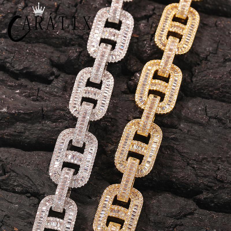 CARÁTIX Pink CZ Pig Nose Chain | Iced Out Coffee Beans Hip Hop Necklace for Men & Women