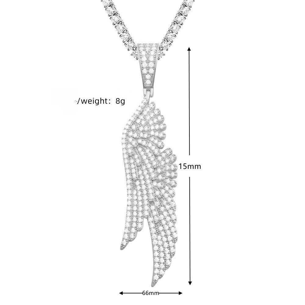 S925 Sterling Silver Moissanite Angel Wings Pendant | Iced Out Guardian Charm | Caratix