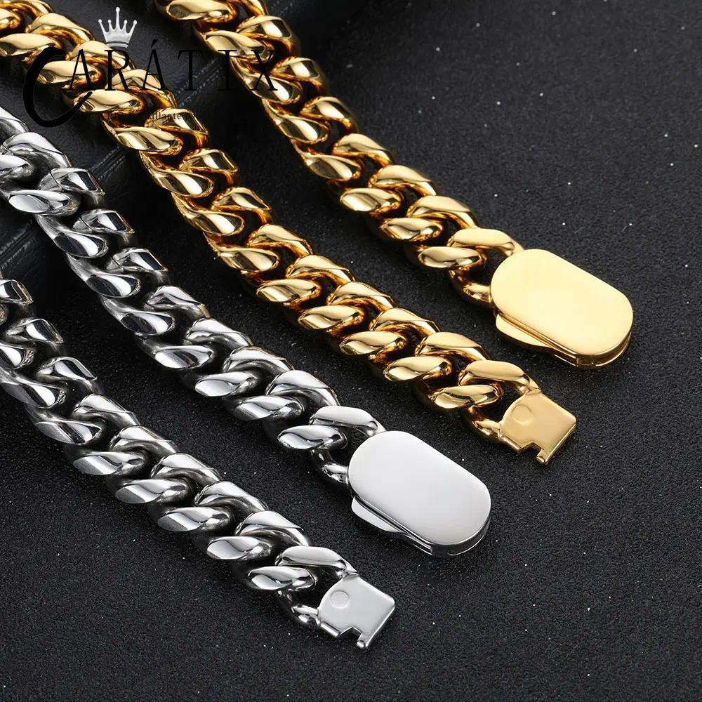 CARÁTIX - Man Chain Custom Logo Necklace 316L Stainless Steel Miami Curb Cuban Link Chain Golden Necklace Fashion Jewelry Gift Valentine's Day Gift for Men & Girls & Boys Mothers' Day Gift #Springtok