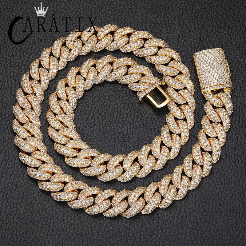 CARÁTIX 15mm Bubble Cuban Link Chain Necklace – 5A+ CZ Iced Out Hip Hop Bling Jewelry for Men | Solid Rapper Gift
