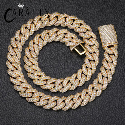 CARÁTIX 15mm Bubble Cuban Link Chain Necklace – 5A+ CZ Iced Out Hip Hop Bling Jewelry for Men | Solid Rapper Gift