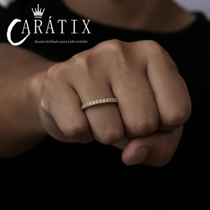 CARÁTIX Single-Row Zircon Couple Ring | Plated Unisex High Quality Hip Hop Jewelry