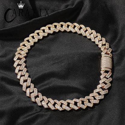 CARÁTIX 17mm Iced Out Cuban Link Chain Necklace – 5A CZ Claw Inlay Hip Hop Bling Jewelry for Men | Rapper Gift