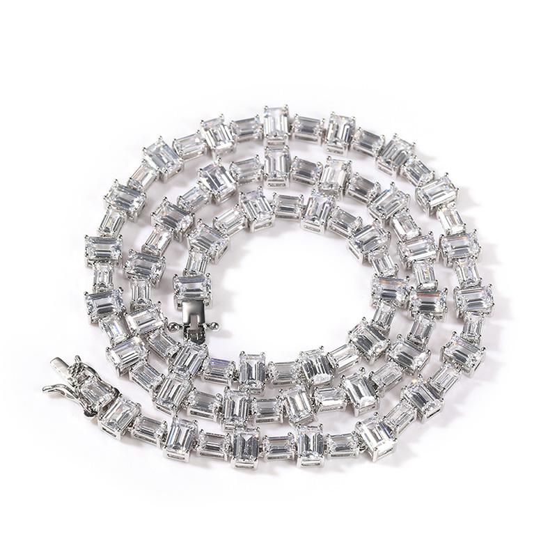 CARÁTIX - Hip Hop Pink White Square CZ Stone Bling Iced Out Tennis Link Chain Chokers Necklaces for Men Women Unisex Rapper Jewelry Valentine's Day Gift for Men & Girls & Boys Mothers' Day Gift #Springtok