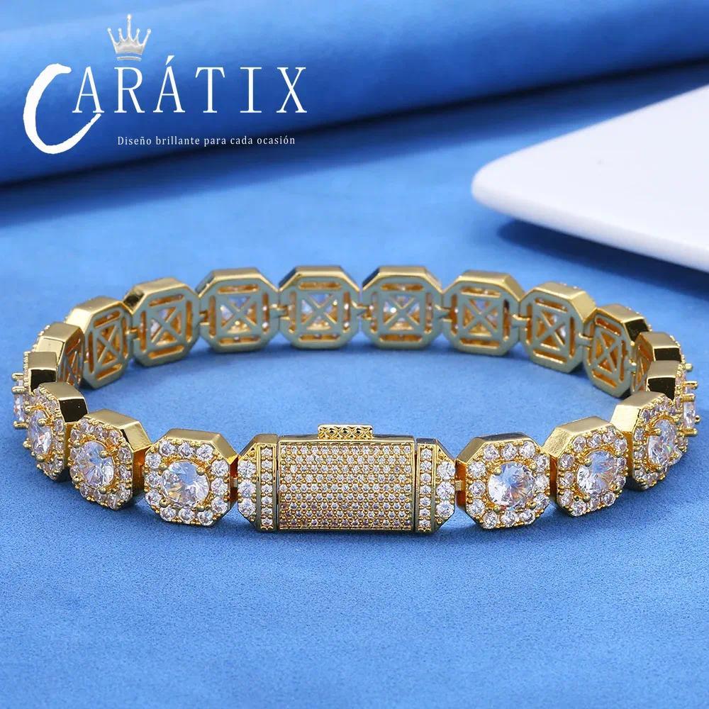 CARÁTIX - 10mm 12mm Men's Tennis Necklace Luxury Cube Zirconia Popular Personalized Women's Cluster Tennis Chain GiftValentine's Day Gift for Men & Girls & Boys Mothers' Day Gift #Springtok