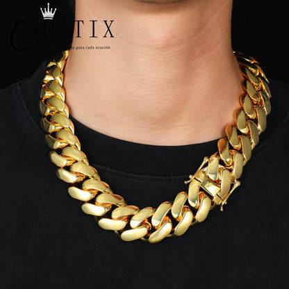 CARÁTIX – 25mm Rhombus Cuban Link Chain Necklace | Hip Hop Iced Out Jewelry for Men & Women