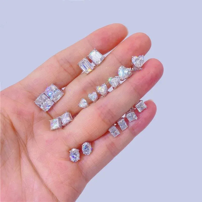 925 Silver Emerald Tone Moissanite Hip Hop Stud Earrings - CaratixJewelry