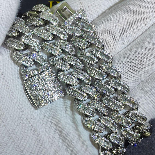 CARÁTIX 15mm White Cuban Link Chain Necklace – Rectangle CZ Iced Out Hip Hop Bling Jewelry for Men & Women | Luxury Gift