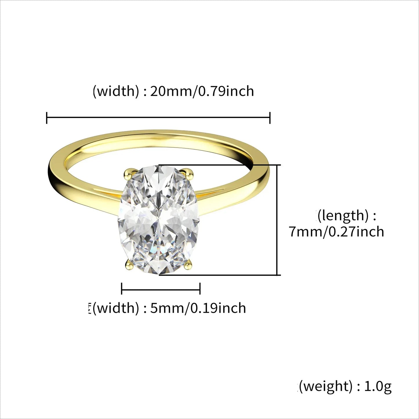 D Color Oval Moissanite Solitaire Ring | S925 Sterling Silver | Caratix