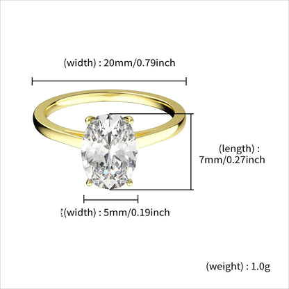 D Color Oval Moissanite Solitaire Ring | S925 Sterling Silver | Caratix