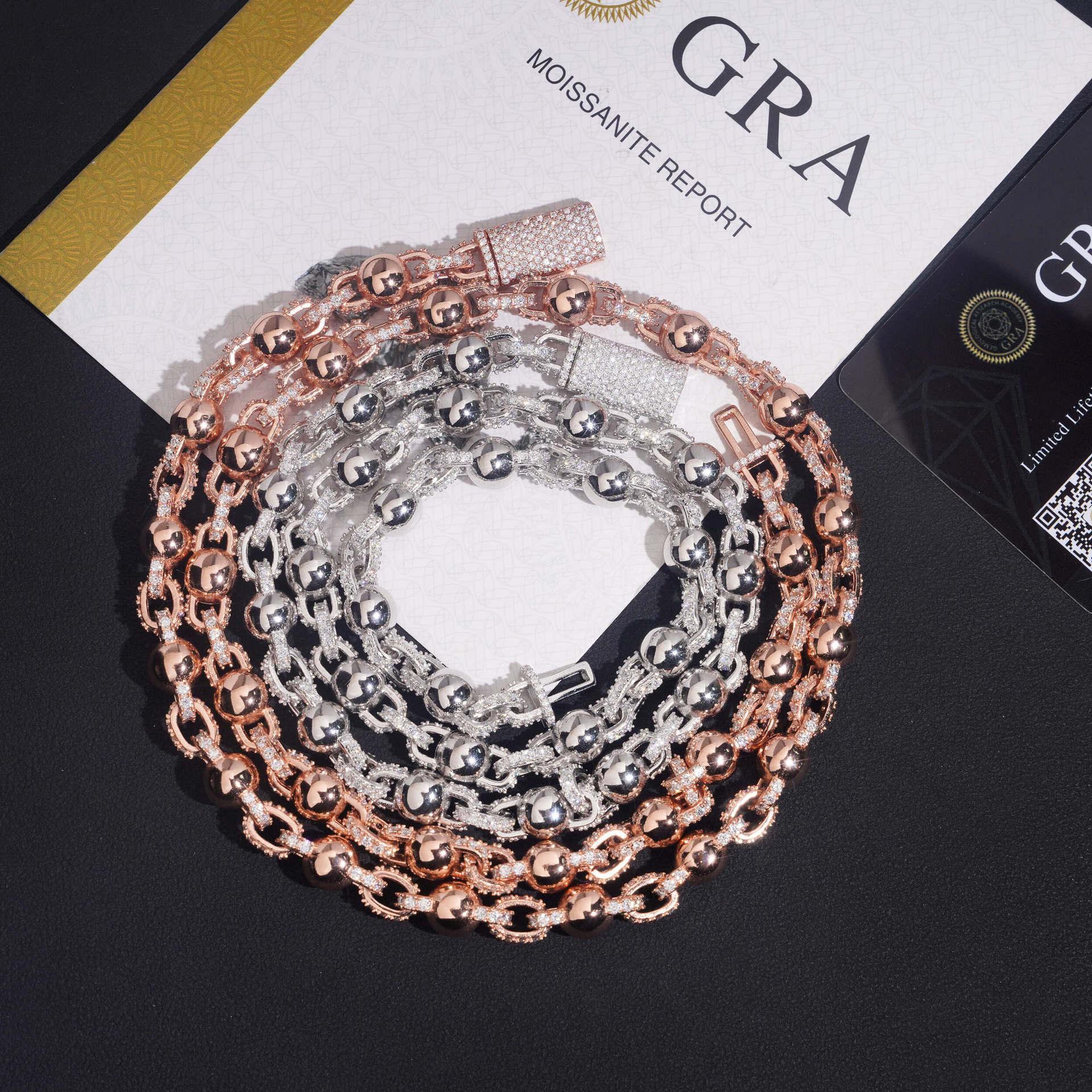 8mm Glossy Bead Cuban Link Chain – S925 Sterling Silver Hip Hop Necklace with Box Clasp - CaratixJewelry