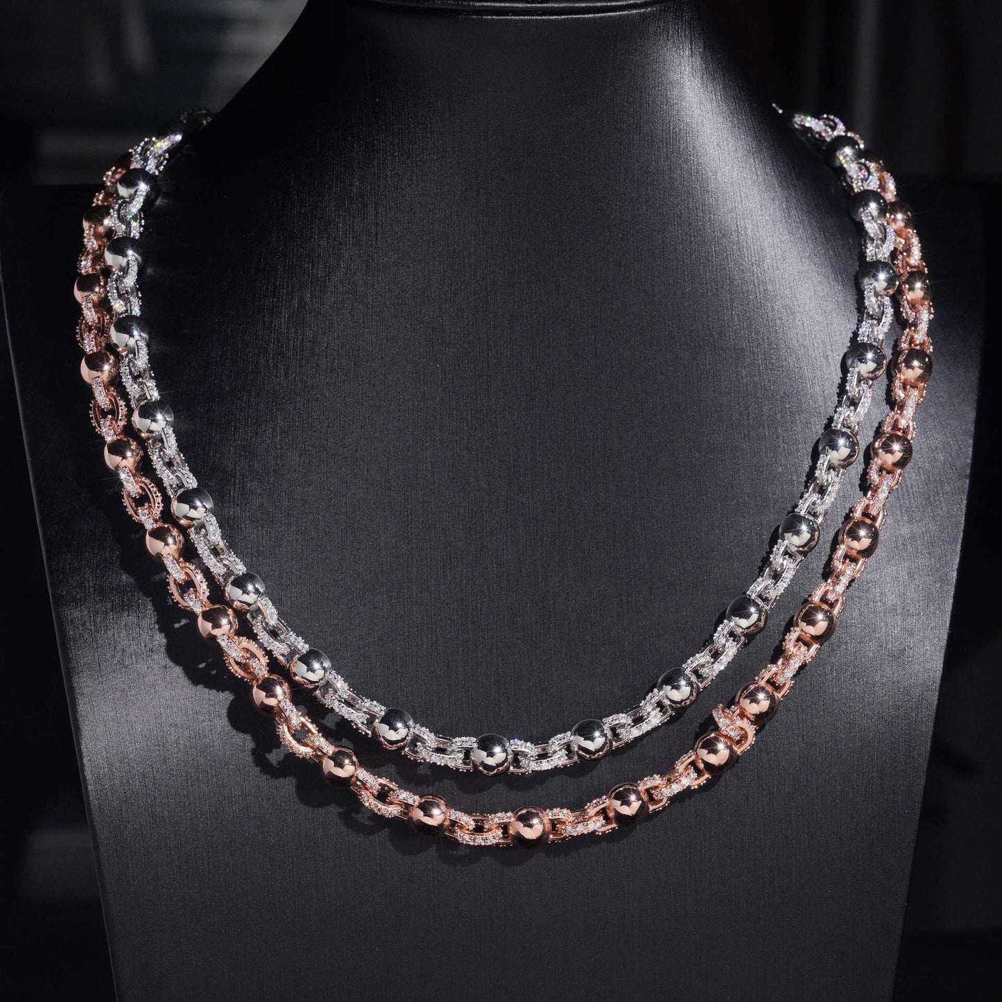 8mm Glossy Bead Cuban Link Chain – S925 Sterling Silver Hip Hop Necklace with Box Clasp - CaratixJewelry
