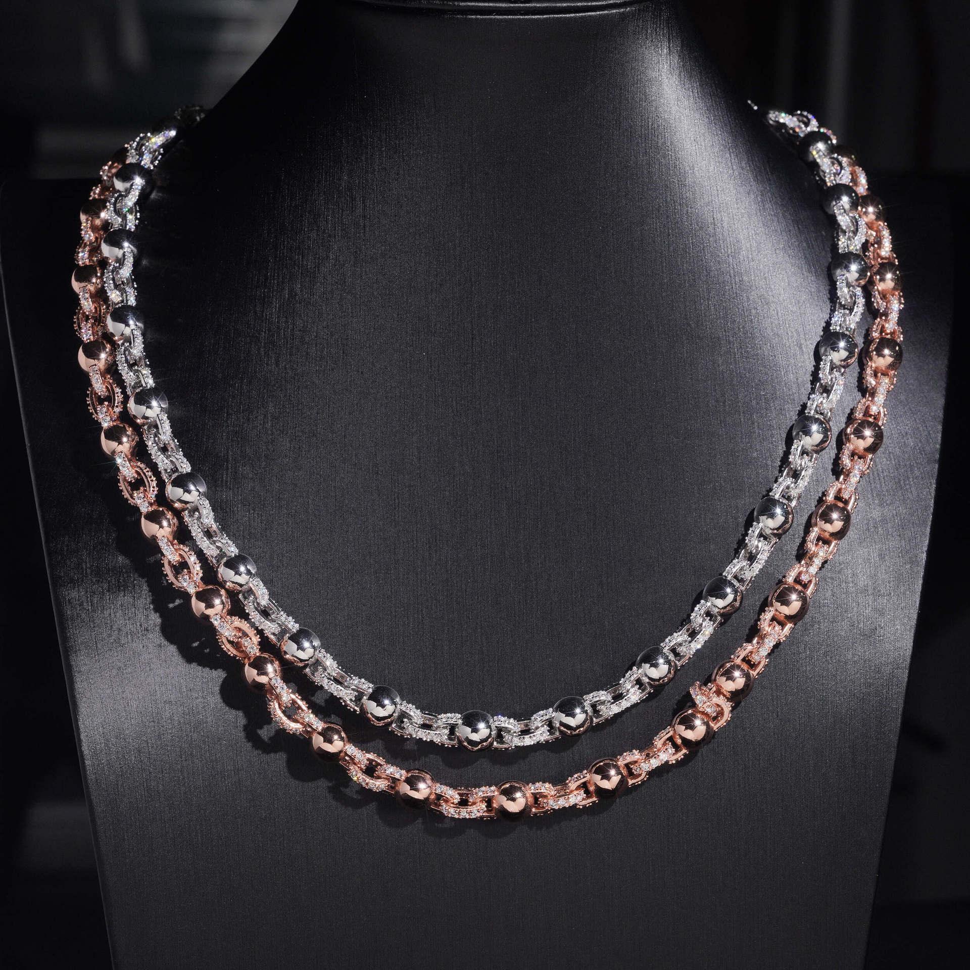8mm Glossy Bead Cuban Link Chain – S925 Sterling Silver Hip Hop Necklace with Box Clasp - CaratixJewelry