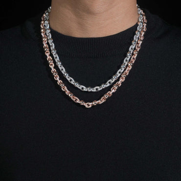 8mm Glossy Bead Cuban Link Chain – S925 Sterling Silver Hip Hop Necklace with Box Clasp - CaratixJewelry