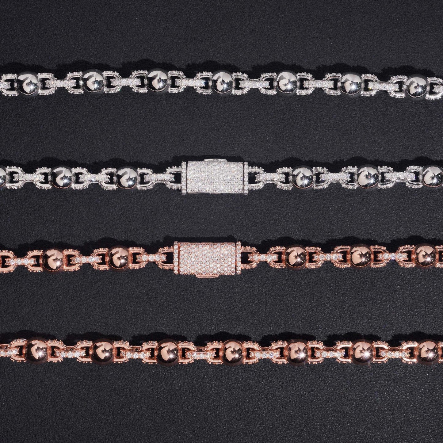 8mm Glossy Bead Cuban Link Chain – S925 Sterling Silver Hip Hop Necklace with Box Clasp - CaratixJewelry