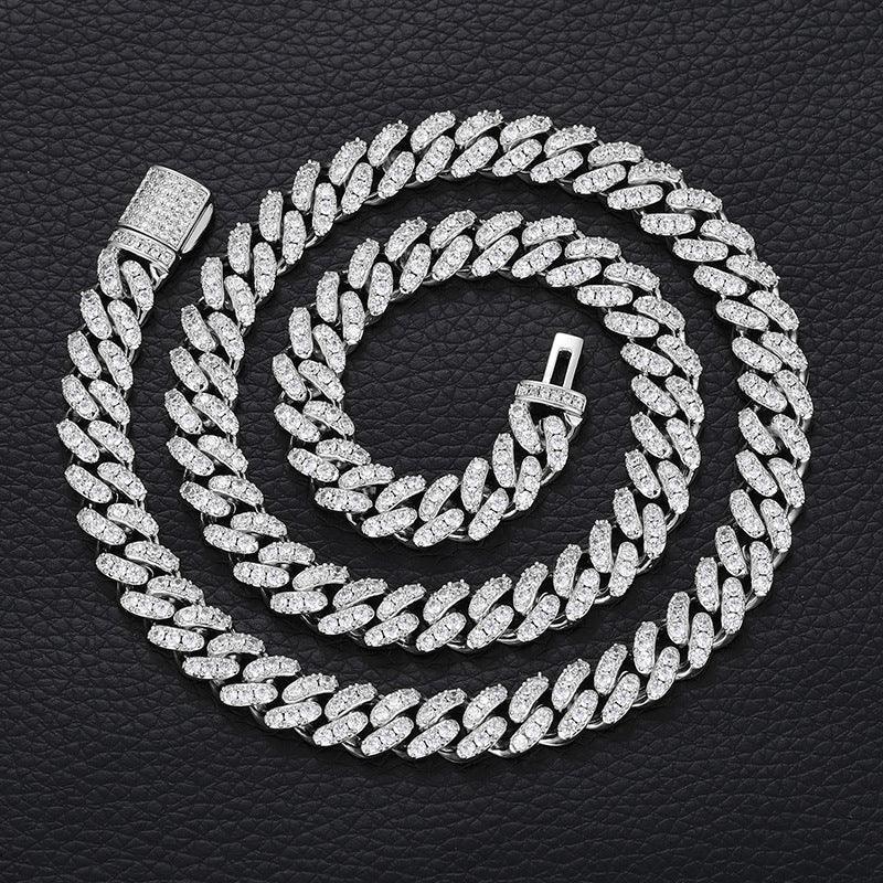 8mm Moissanite Chain Necklace – S925 Sterling Silver Iced-Out Hip Hop Jewelry with High-Quality Box Clasp - CaratixJewelry