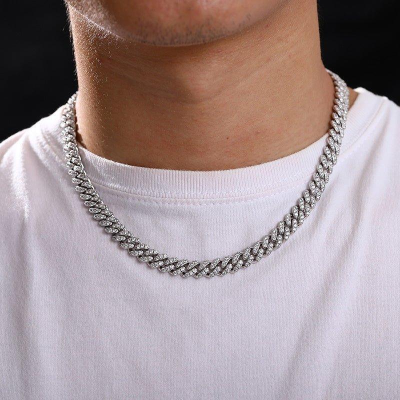 8mm Moissanite Chain Necklace – S925 Sterling Silver Iced-Out Hip Hop Jewelry with High-Quality Box Clasp - CaratixJewelry