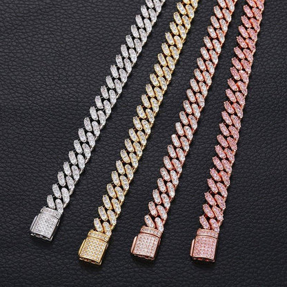 8mm Moissanite Chain Necklace – S925 Sterling Silver Iced-Out Hip Hop Jewelry with High-Quality Box Clasp - CaratixJewelry