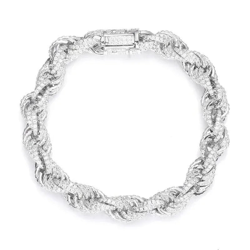 8mm Moissanite Rope Chain – 925 Sterling Silver Cuban-Style Hip Hop Streetwear Necklace - CaratixJewelry