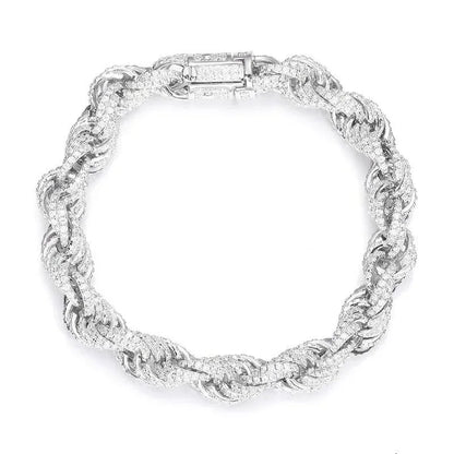 8mm Moissanite Rope Chain – 925 Sterling Silver Cuban-Style Hip Hop Streetwear Necklace - CaratixJewelry