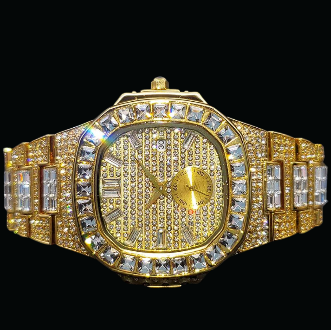 Luxury Date Special Minute Hand Iced Out Diamond Watch – High-End Hip Hop Watch for Men