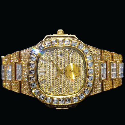 Luxury Date Special Minute Hand Iced Out Diamond Watch – High-End Hip Hop Watch for Men